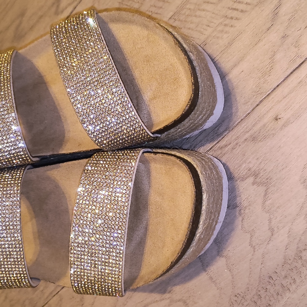 Dirty Laundry Rhinestone Platform Slides - Picture 10 of 12